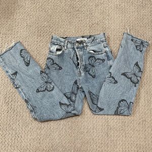 high rise butterfly jeans